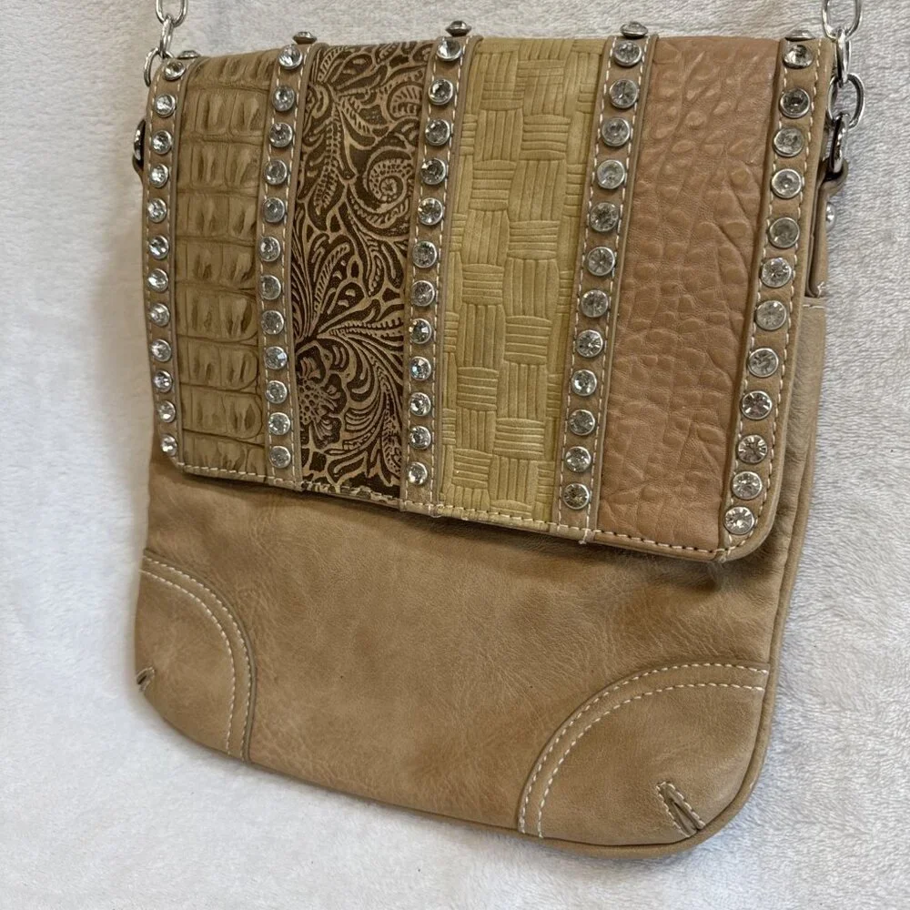 Silverake Elegant Silver Rhinestone Multi Pattern‎ Crossbody Purse Adjustable